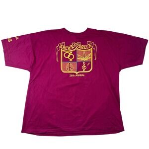 Vintage Krewe Dreux Mardi Gras T-Shirt 2000 Crest XXXL Maroon Weed peace y2k